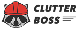 Clutter Boss Logo of a racoon with a red hat