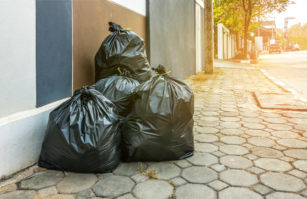 Trash bags in need of junk removal services