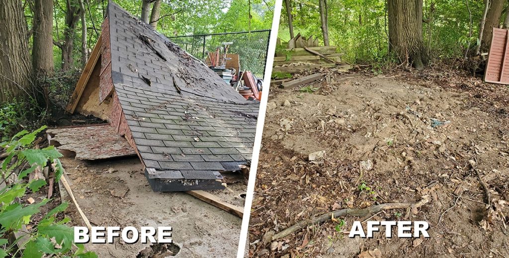 before and after shed demolition