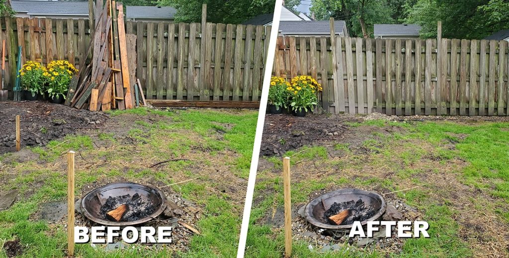 before and after yard cleanout