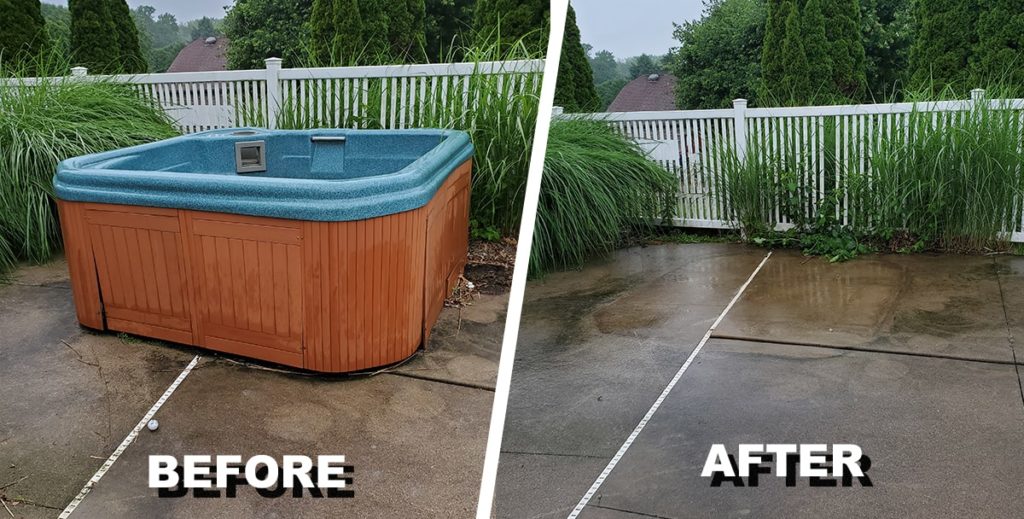 before and after hot tub demolition